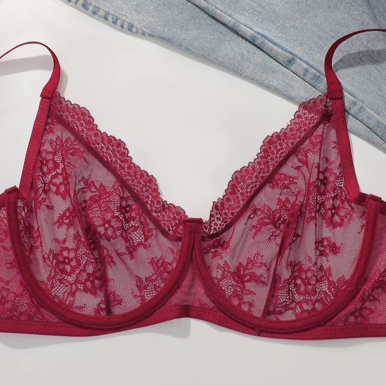 Sujetador de encaje rojo trans - Sheer Bra Lace reseña y precio